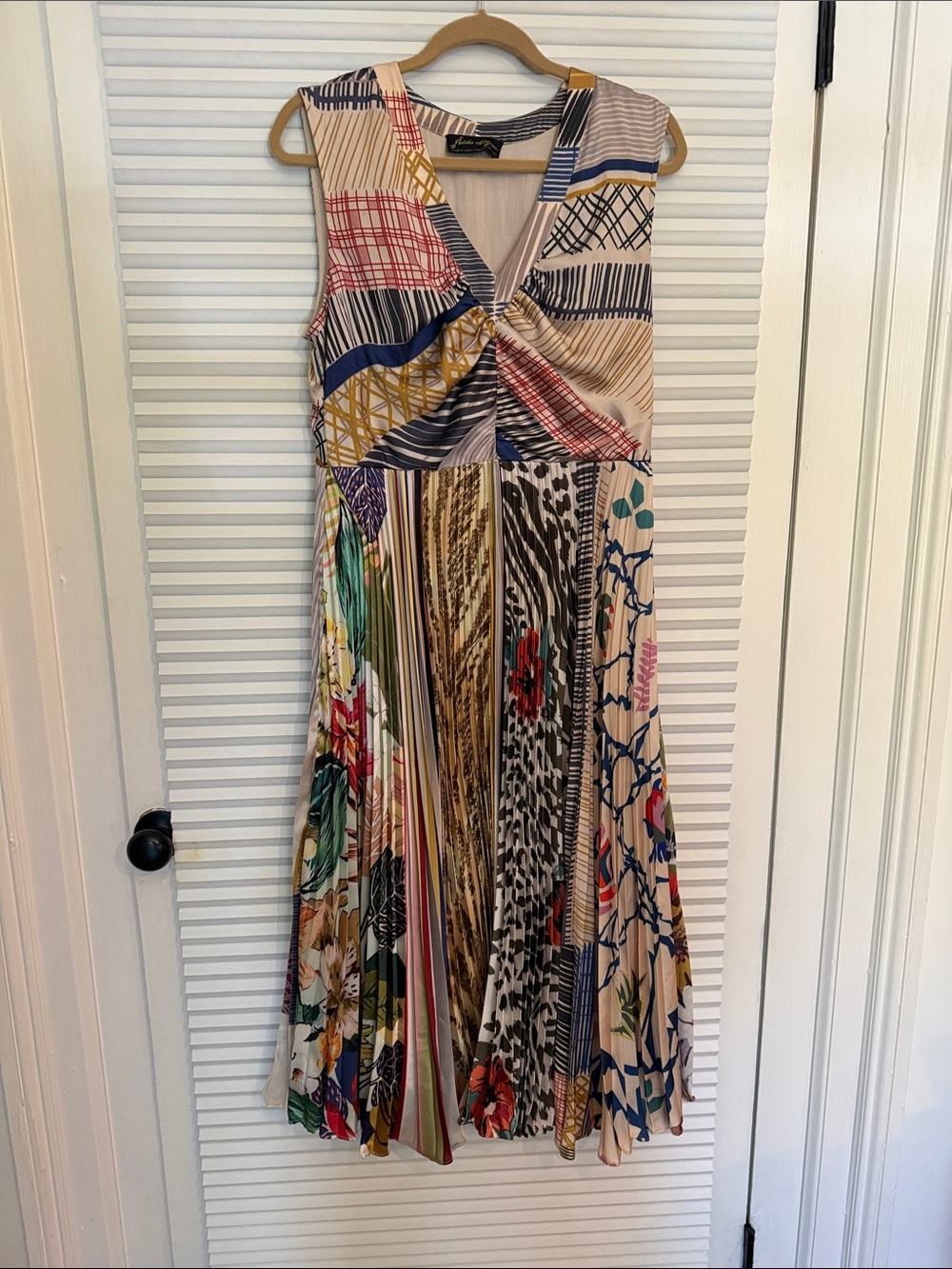 Anthropologie Patchwork Pleated Midi Dress